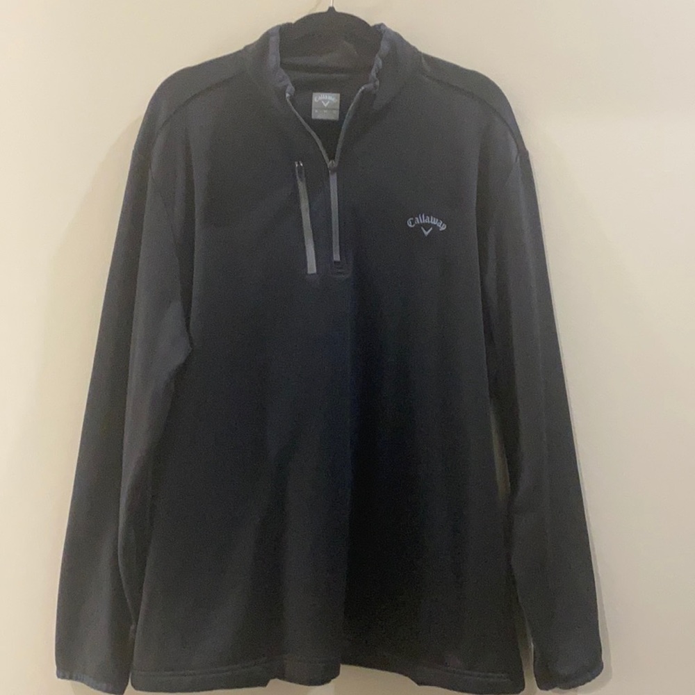 Men’s black and gray trim, XL Callaway 1/4 zip golf pullover.